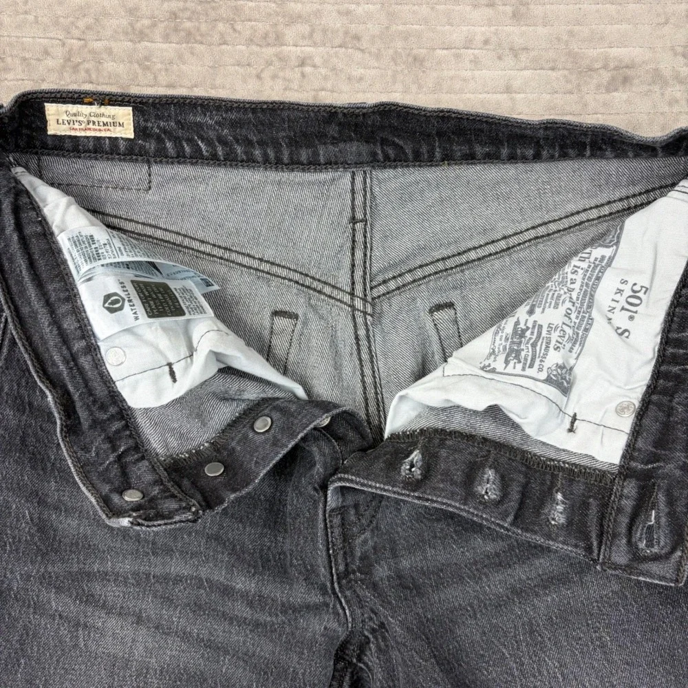 Levis 501‎ Skinny Jeans Mens 29x30 Faded Black Denim 29502-0248